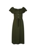Dorothy Perkins *olive Button Through Bardot Dress