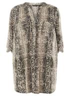 Dorothy Perkins *dp Curve Snake Print Button Jersey Shirt