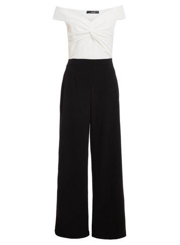 *quiz Black And White Knot Front Palazzo Jumpsuit