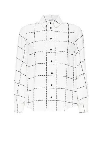 Dorothy Perkins Petite Ivory Grid Check Print Longline Shirt
