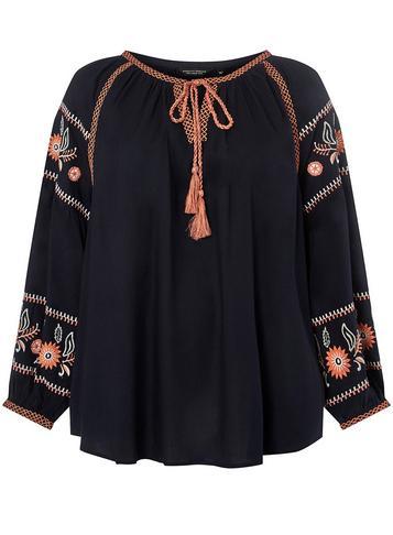 Dorothy Perkins *dp Curve Embroidered Boho Tassel Top