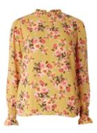 Dorothy Perkins Ochre Floral Print Frill Neck Blouse