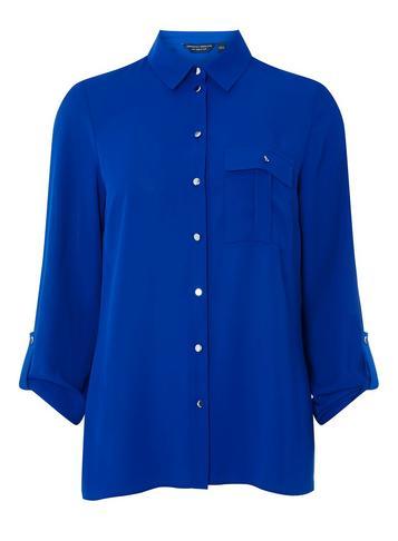 Dorothy Perkins Cobalt Pocket Roll Sleeve Shirt