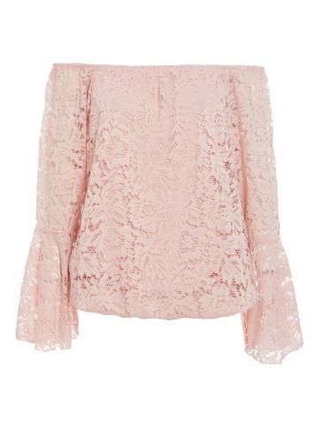 *quiz Dusky Pink Bardot Frill Top