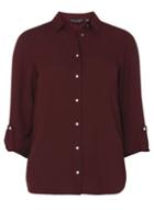 Dorothy Perkins Red Roll Sleeve Tab Shirt