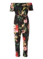 Dorothy Perkins Petite Black Floral Bardot Jumpsuit