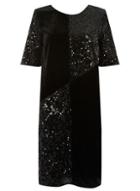 Dorothy Perkins *tall Black Cut About Sequin Velvet Shift Dress