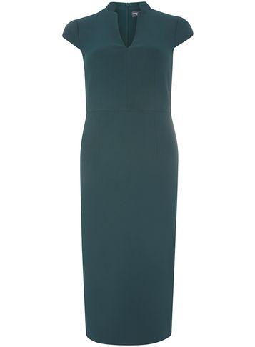 Dorothy Perkins *tall Green Notch Neck Shift Dress