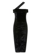 Dorothy Perkins *girls On Film Black Velvet Asymmetric Pencil Dress