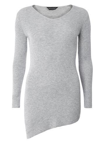 Dorothy Perkins Grey Asymmetric V Neck Jumper