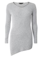 Dorothy Perkins Grey Asymmetric V Neck Jumper