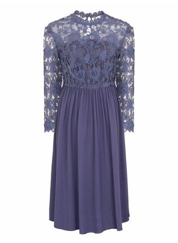 *chi Chi London Blue Crochet Midi Skater Dress