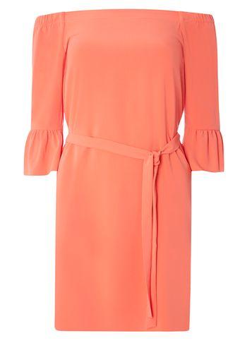 Dorothy Perkins Coral 3/4 Sleeve Bardot Shift Dress