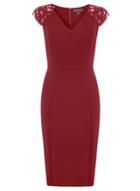 Dorothy Perkins *tall Red Lace Shoulder Pencil Dress
