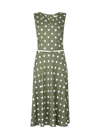 *billie & Blossom Tall Khaki Belted Spot Dress