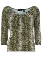 Dorothy Perkins Green Snake Print Ring Front Top