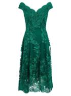 *quiz Green Bardot Dip Hem Skater Dress