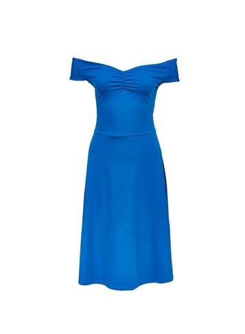 Dorothy Perkins *tall Cobalt Blue Ruched Sweetheart Bardot Dress