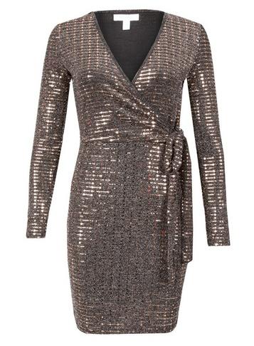 Dorothy Perkins *blue Vanilla Rose Gold Mirrored Bodycon Dress