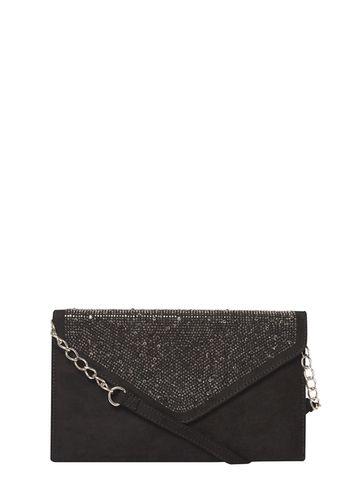 Dorothy Perkins *showcase Black Gem Envelope Clutch Bag