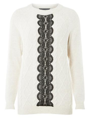 Dorothy Perkins *tall Oatmeal Lace Panel Jumper