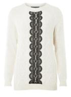 Dorothy Perkins *tall Oatmeal Lace Panel Jumper