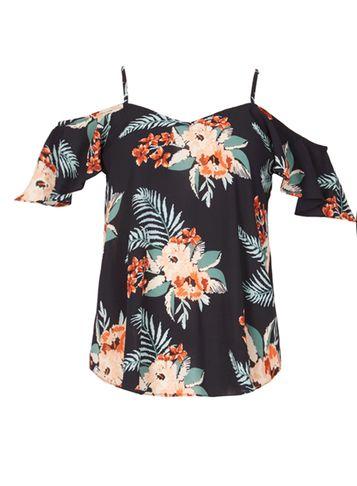 Dorothy Perkins *izabel London Navy Cold Shoulder Top
