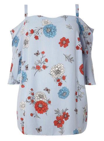 Dorothy Perkins *dp Curve Blue Stripe Bardot Top