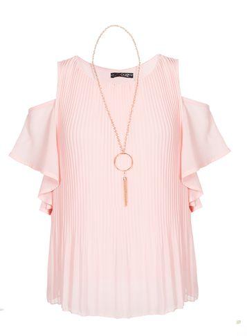Dorothy Perkins *quiz Pink Pleated Chiffon Top