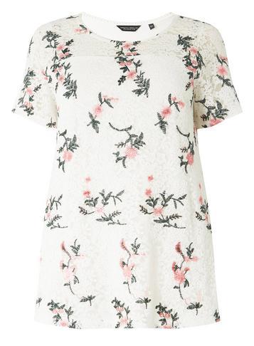 Dorothy Perkins *dp Curve Ivory Embroidered Lace T-shirt