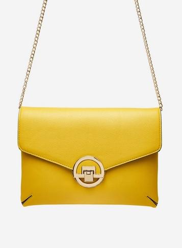 Dorothy Perkins Lime Double Compartment Clutch Bag