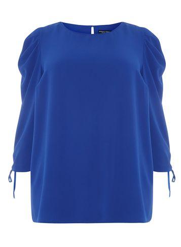 Dorothy Perkins Dp Curve Cobalt Drawcord Puff Sleeve Top