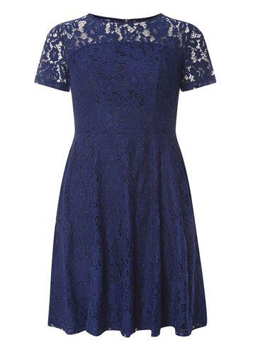 Dorothy Perkins Navy Lace Fit And Flare Dress
