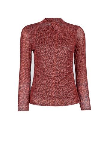 Dorothy Perkins Petite Red Twist Neck Mesh Top