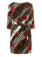 Dorothy Perkins Black Floral Tie Belt Shift Dress