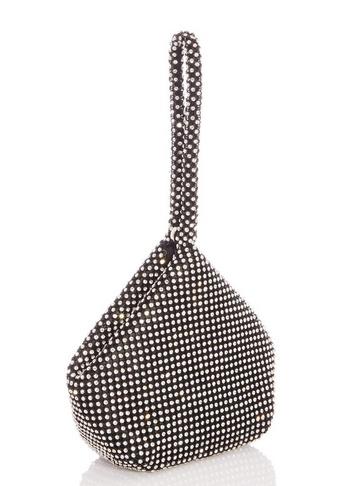 *quiz Black Diamante Pouch Bag