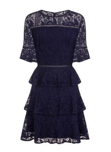 Dorothy Perkins *girls On Film Navy Lace Skater Dress