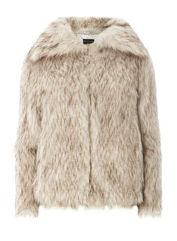 Dorothy Perkins Brown Speckle Faux Fur Coat