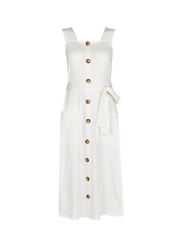 Dorothy Perkins Ivory Belted Button Midi Dress