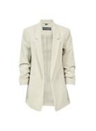 Dorothy Perkins *tall Stone Ruched Sleeve Jacket