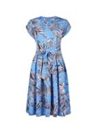 *billie & Blossom Tall Blue Leaf Print Fit And Flare Dress