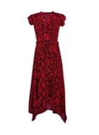 Dorothy Perkins Red Snake Chiffon Asymmetric Dress