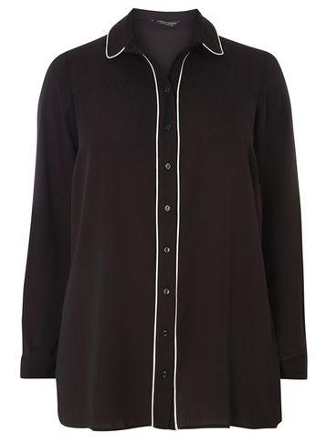 Dorothy Perkins *dp Curve Black Piped Collared Shirt