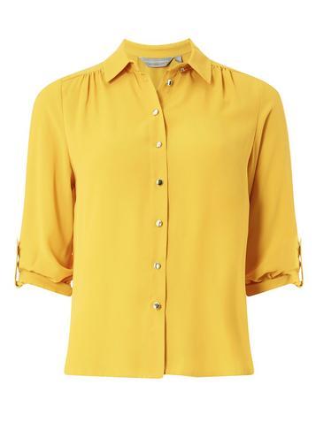 Dorothy Perkins Petite Yellow Roll Sleeve Shirt