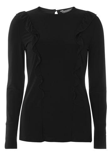 Dorothy Perkins *tall Black Frill Jersey Top