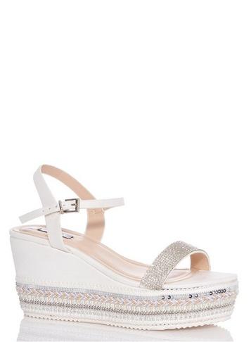Dorothy Perkins *quiz White Diamante Wedge Sandals