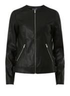 Dorothy Perkins *tall Black Faux-leather Collarless Jacket