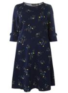 Dorothy Perkins Dp Curve Navy Bow Sleeve Fit And Flare Dress