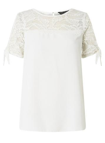 Dorothy Perkins Ivory Lace Tie Sleeve Top