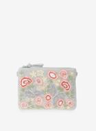 Dorothy Perkins Grey Floral Embroidered Clutch Bag